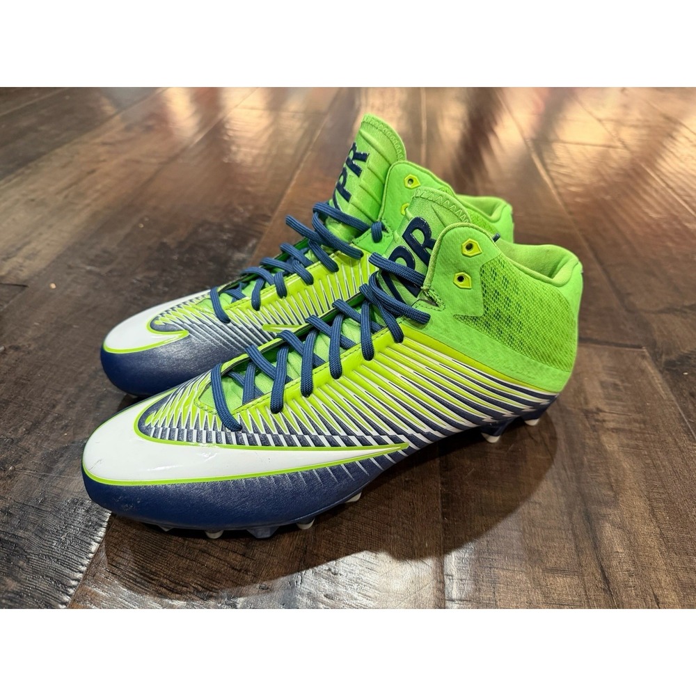 Mens Nike Vapor Speed 2 Football Cleats Navy/Lime Green 846443 329 Size 13.5 EUC